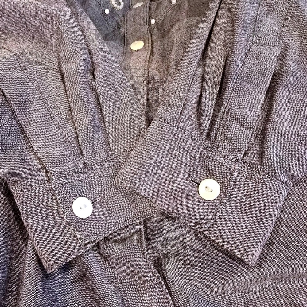 Vintage 90s Jane Ashley Pearl Beaded Western Shirt Womens XL‎ Gray Chambray - Picture 5 of 9